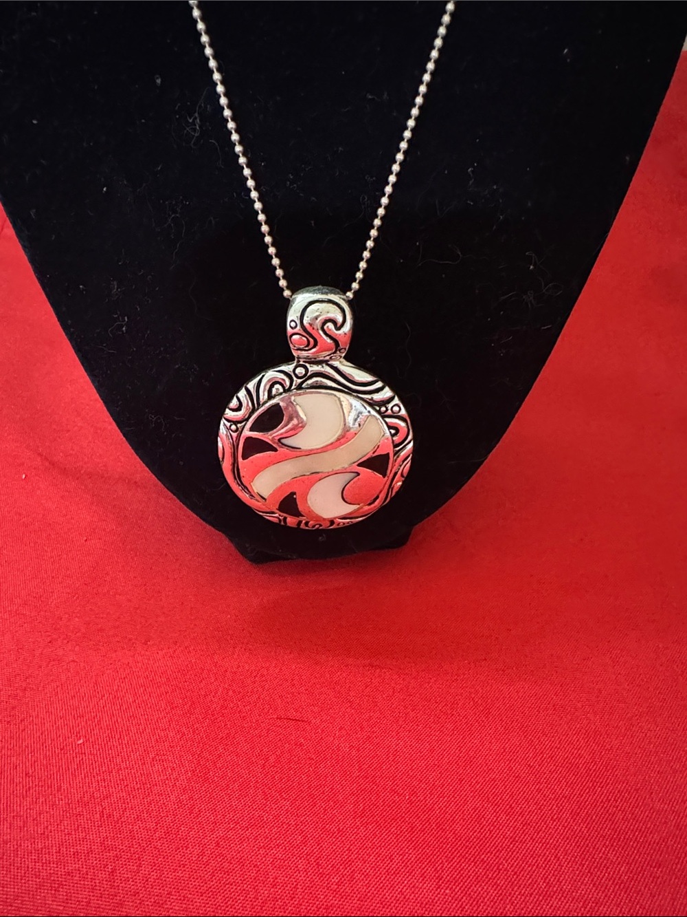Brighton A La Mode Silver and Cream Abalone Mother of Pearl Pendant Necklace